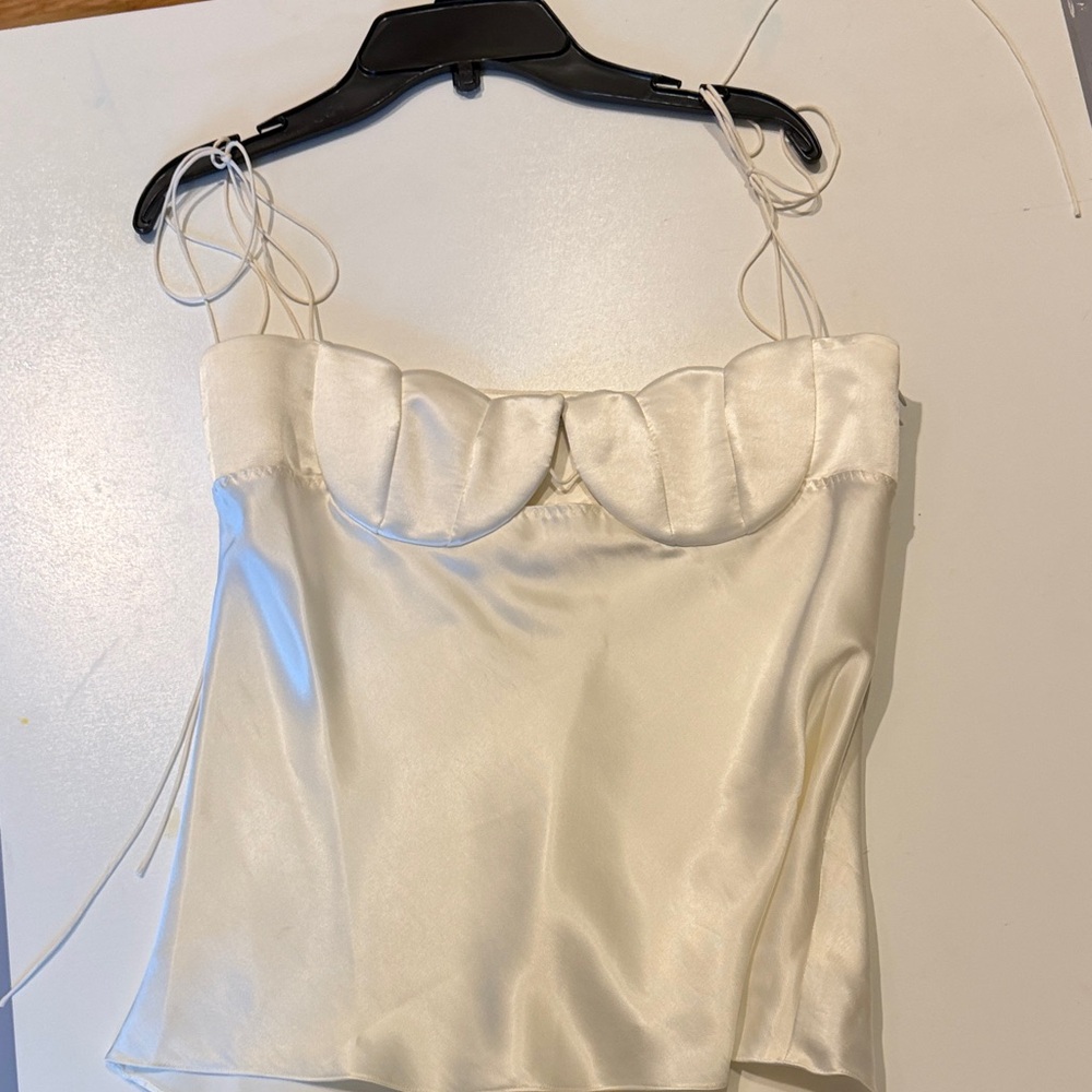 Anna October Ivory Satin Scallop Bust Cami
